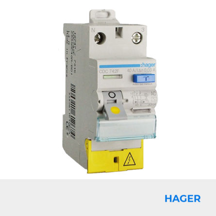 Interrupteur Différentiel 40A 30mA Type AC à vis Hager Réf. CDC742F