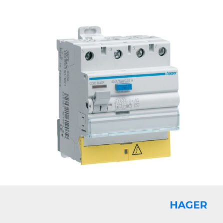 Interrupteur Différentiel 3P+N 40A 30mA Type AC HAGER Réf. CDC840F