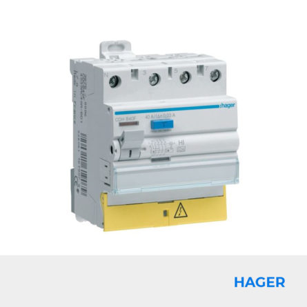 Interrupteur Différentiel 3P+N 40A 30mA Type HI HAGER Réf. CDH840F