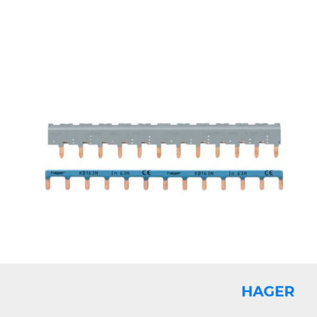 Barre de pontage 3P+N 63A languette 12 mod. HAGER Réf. KBN863A