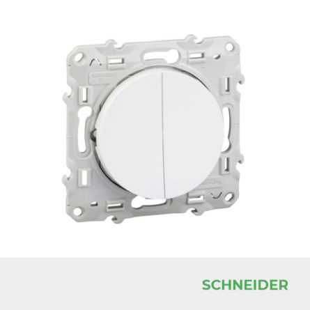 SCHNEIDER - Interrupteur double va-et-vient blanc + lumineux Odace Réf. S520273