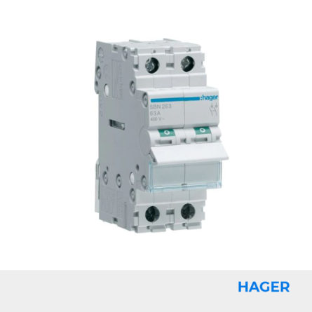 Interrupteur modulaire 2 pôles 63A Hager Réf. SBN263