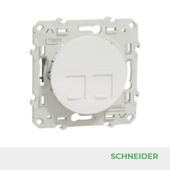 SCHNEIDER - Prise double RJ45 - blanc - grade 3 (multimédia) cat. 6 STP - Odace Réf. S520486